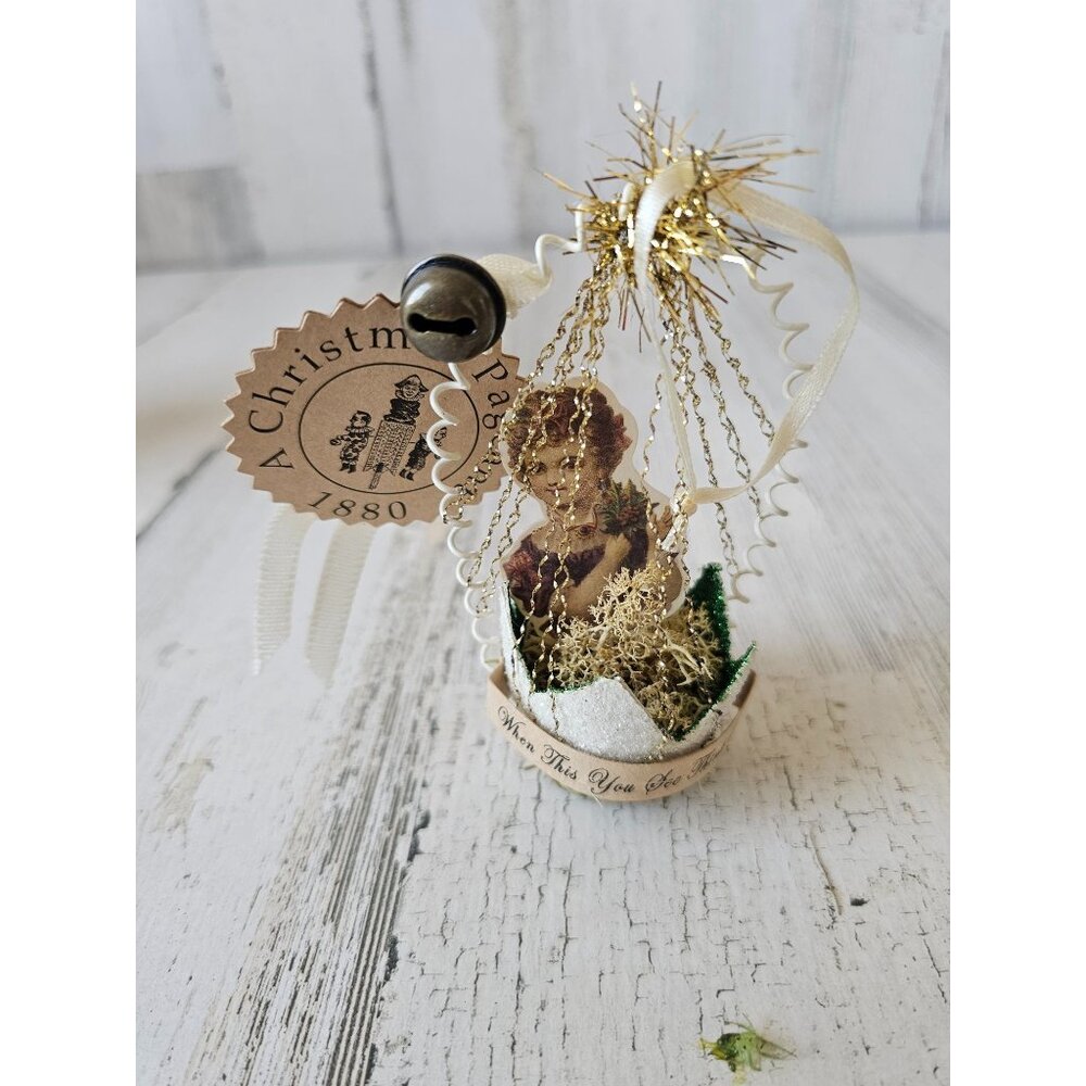 Wendy‎ Addison glitter tinsel ornament paper egg basket Xmas pageant
